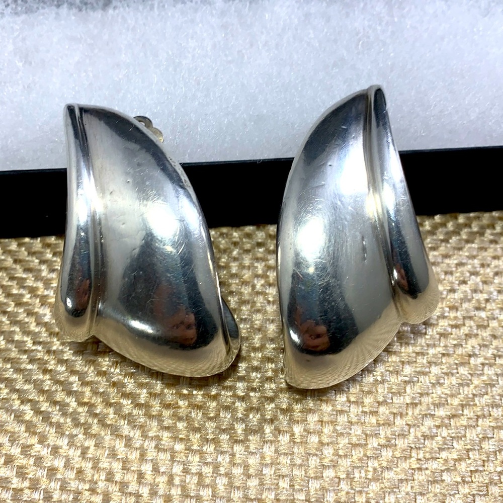 Simon Sebbag 925 Clip on statement Earrings Modernist Vintage 1 5/8”
